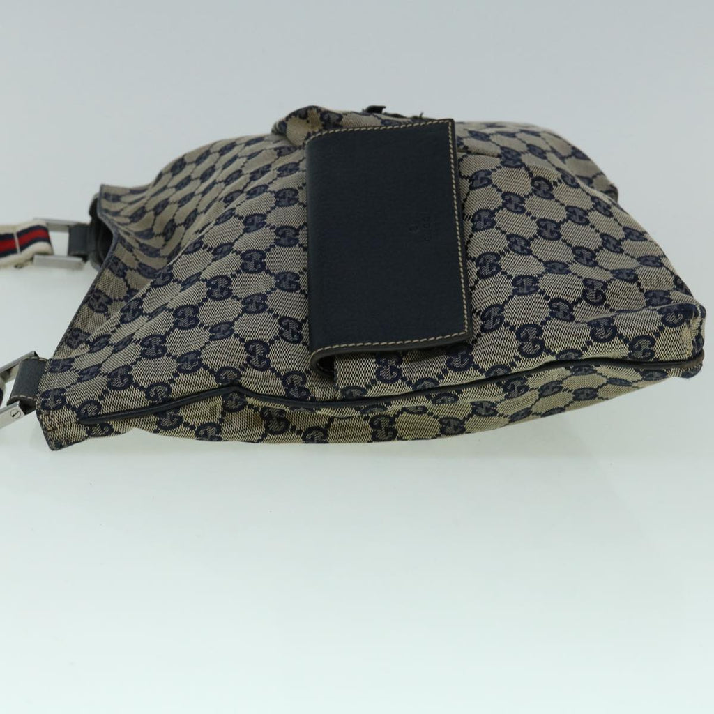 GUCCI GG Canvas Sherry Line Shoulder Bag Navy Red 169937 60393