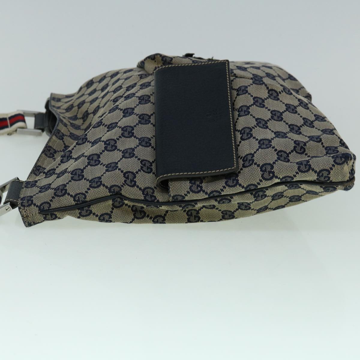 GUCCI GG Canvas Sherry Line Shoulder Bag Navy Red 169937 60393