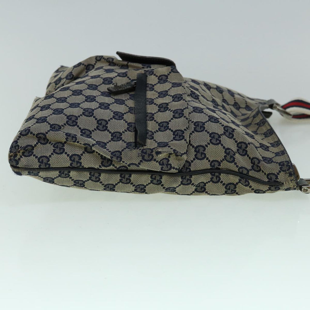 GUCCI GG Canvas Sherry Line Shoulder Bag Navy Red 169937 60393