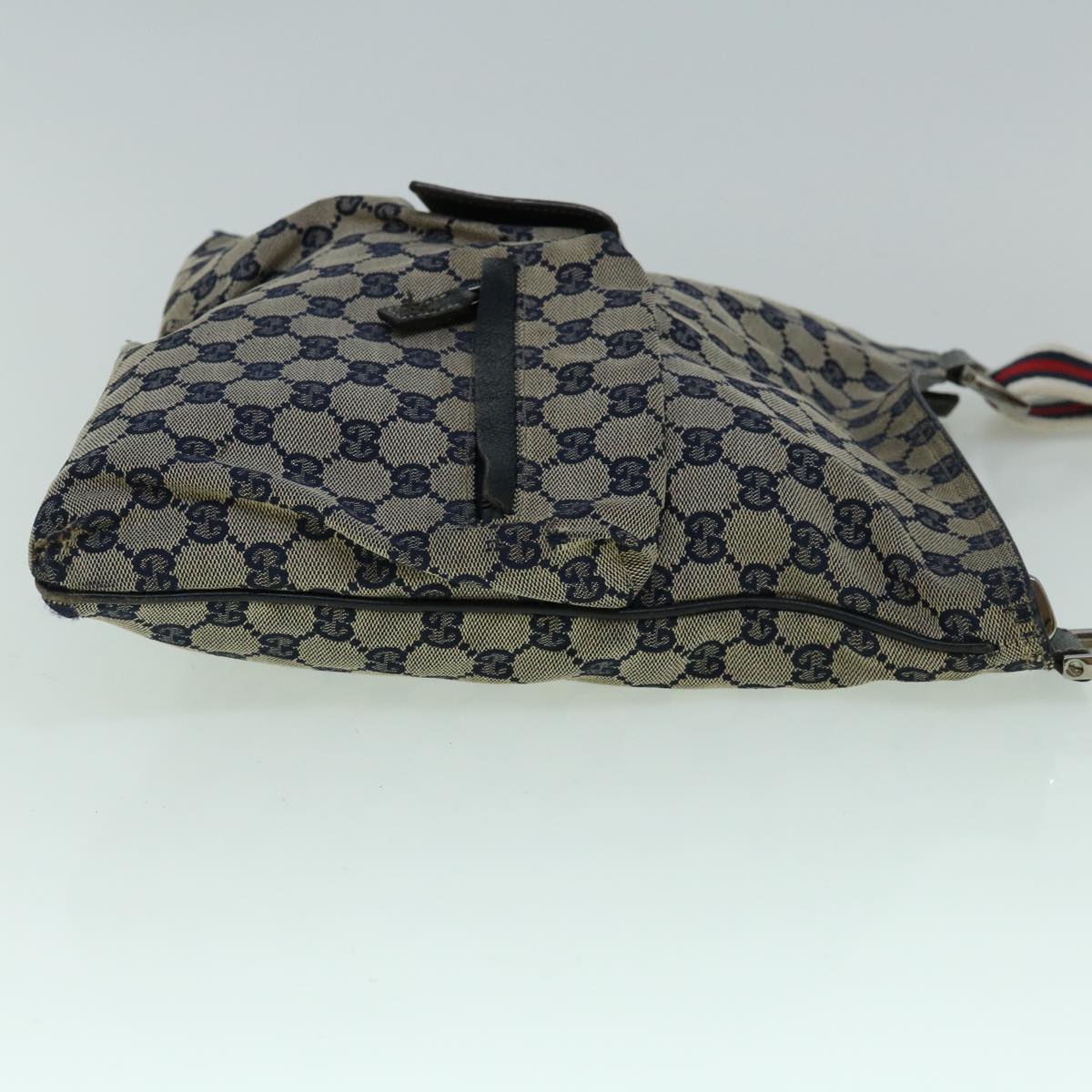 GUCCI GG Canvas Sherry Line Shoulder Bag Navy Red 169937 60393