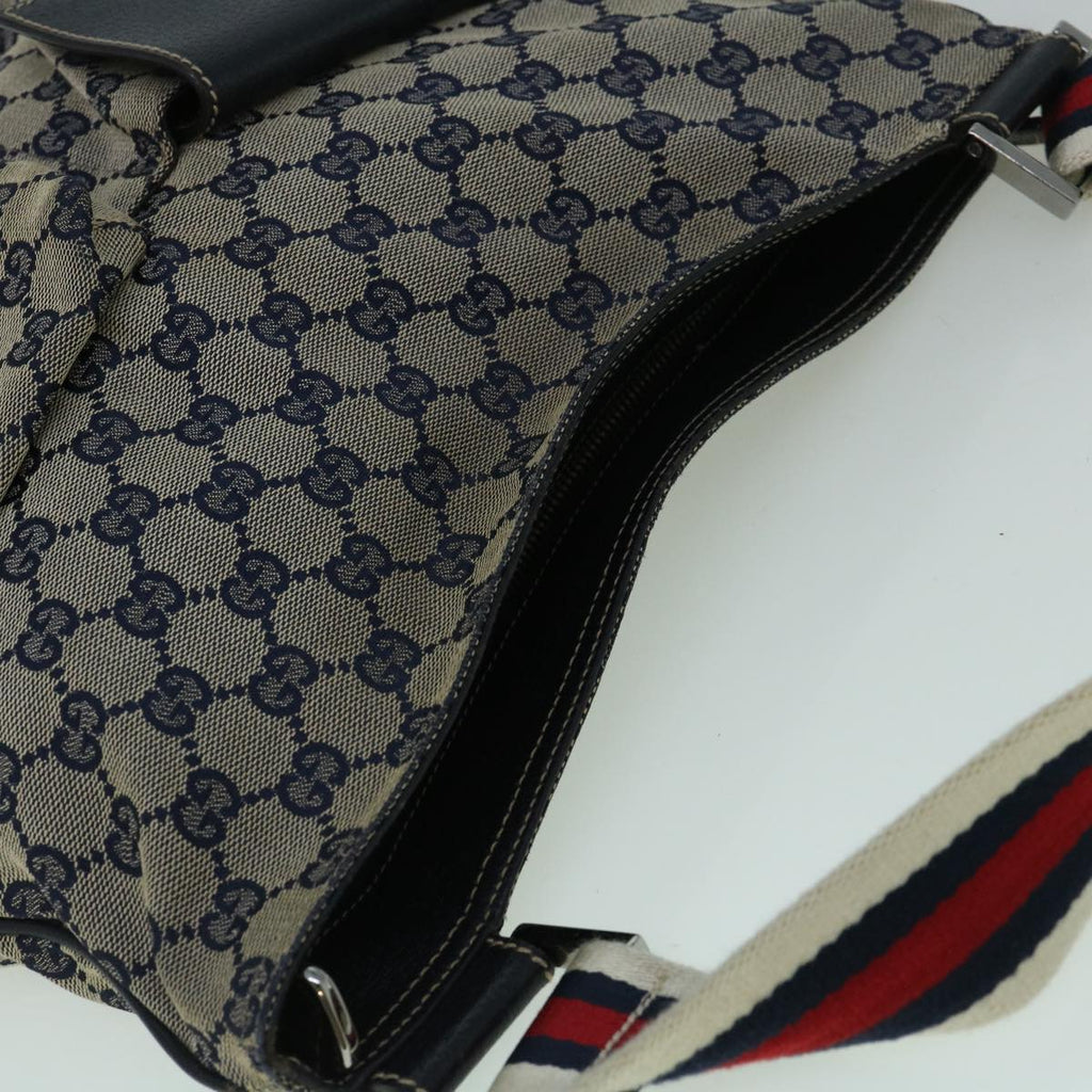 GUCCI GG Canvas Sherry Line Shoulder Bag Navy Red 169937 60393