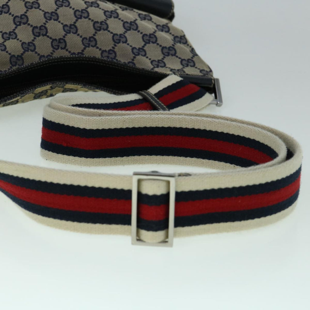 GUCCI GG Canvas Sherry Line Shoulder Bag Navy Red 169937 60393