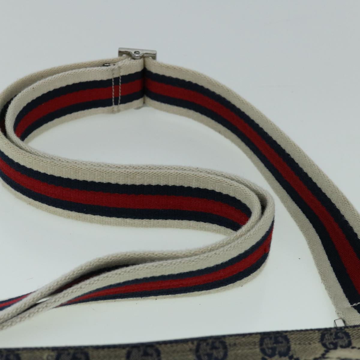 GUCCI GG Canvas Sherry Line Shoulder Bag Navy Red 169937 60393