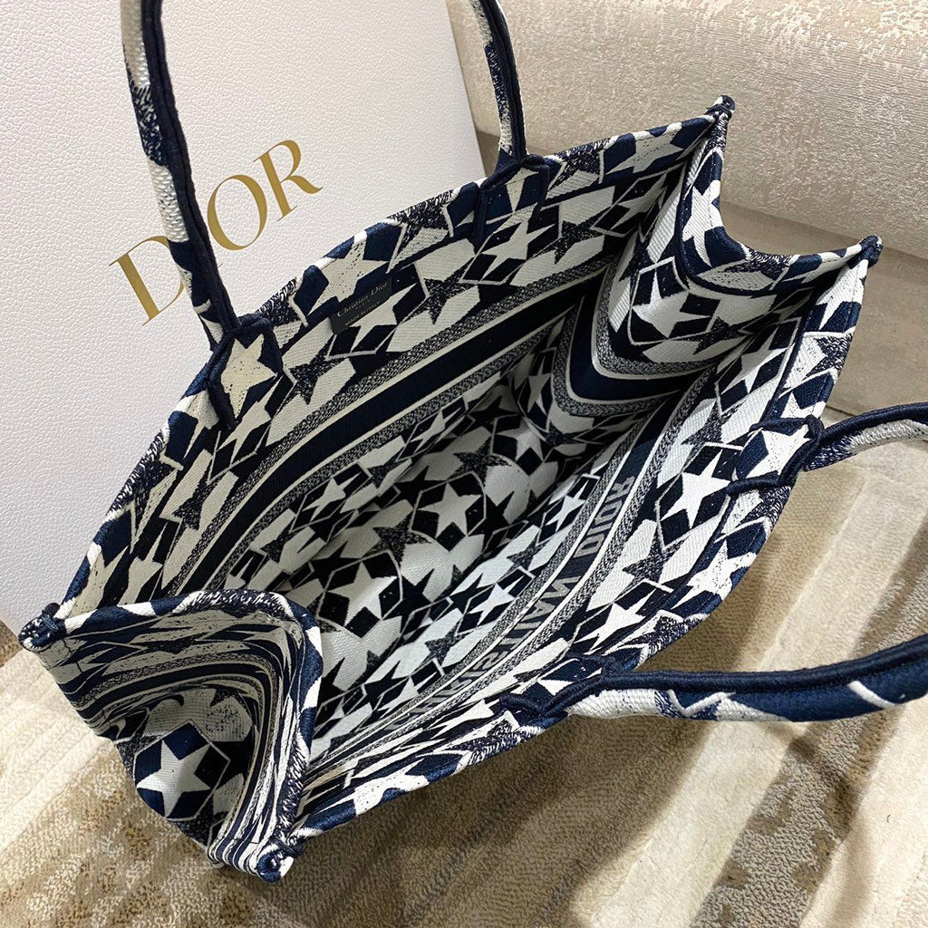 GLAMI Large Book Tote Blue and White Ãƒâ€°toile Embroidery, Blue/White, For Women WomenÃ¢â‚¬â„¢s Handbags, 41cm CD M1286ZTQX_M928