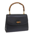 GUCCI Bamboo Hand Bag Leather Navy 60440