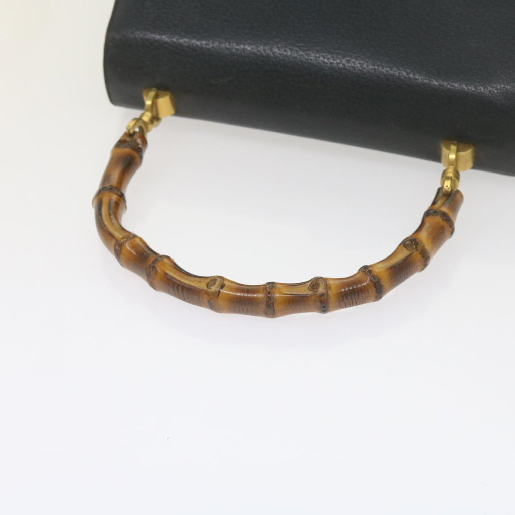 GUCCI Bamboo Hand Bag Leather Navy 60440
