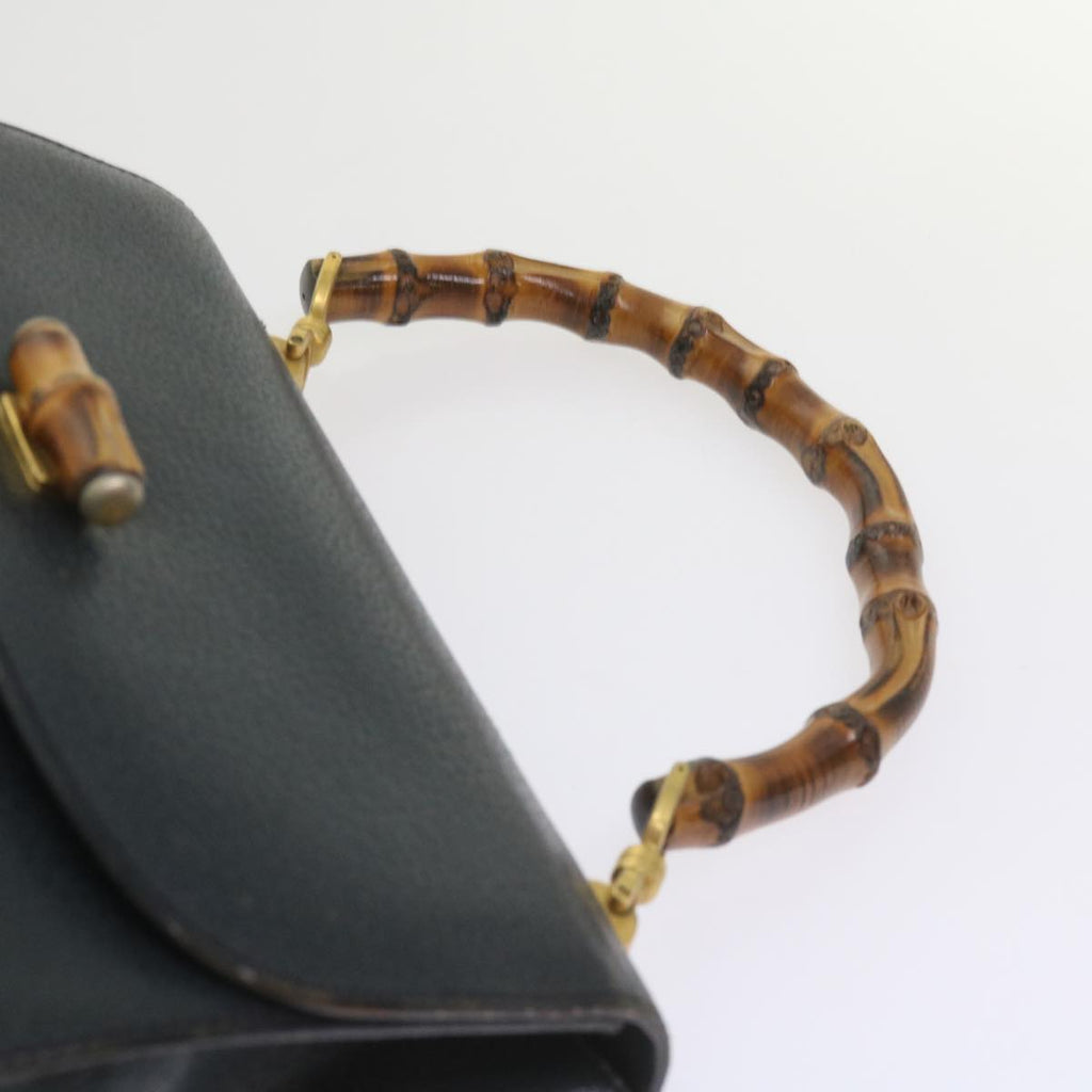 GUCCI Bamboo Hand Bag Leather Navy 60440