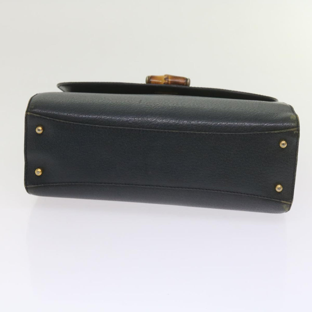 GUCCI Bamboo Hand Bag Leather Navy 60440