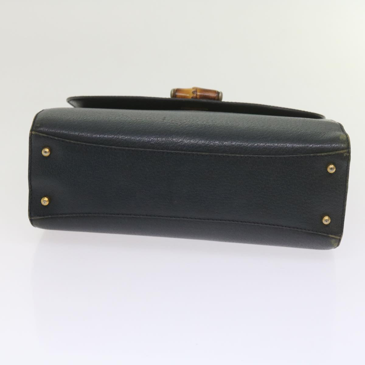 GUCCI Bamboo Hand Bag Leather Navy 60440