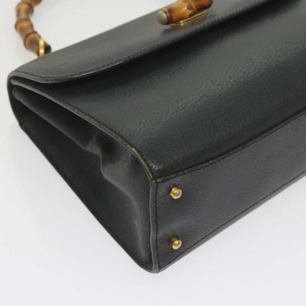 GUCCI Bamboo Hand Bag Leather Navy 60440
