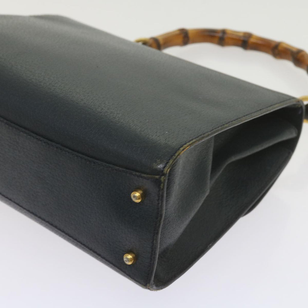 GUCCI Bamboo Hand Bag Leather Navy 60440