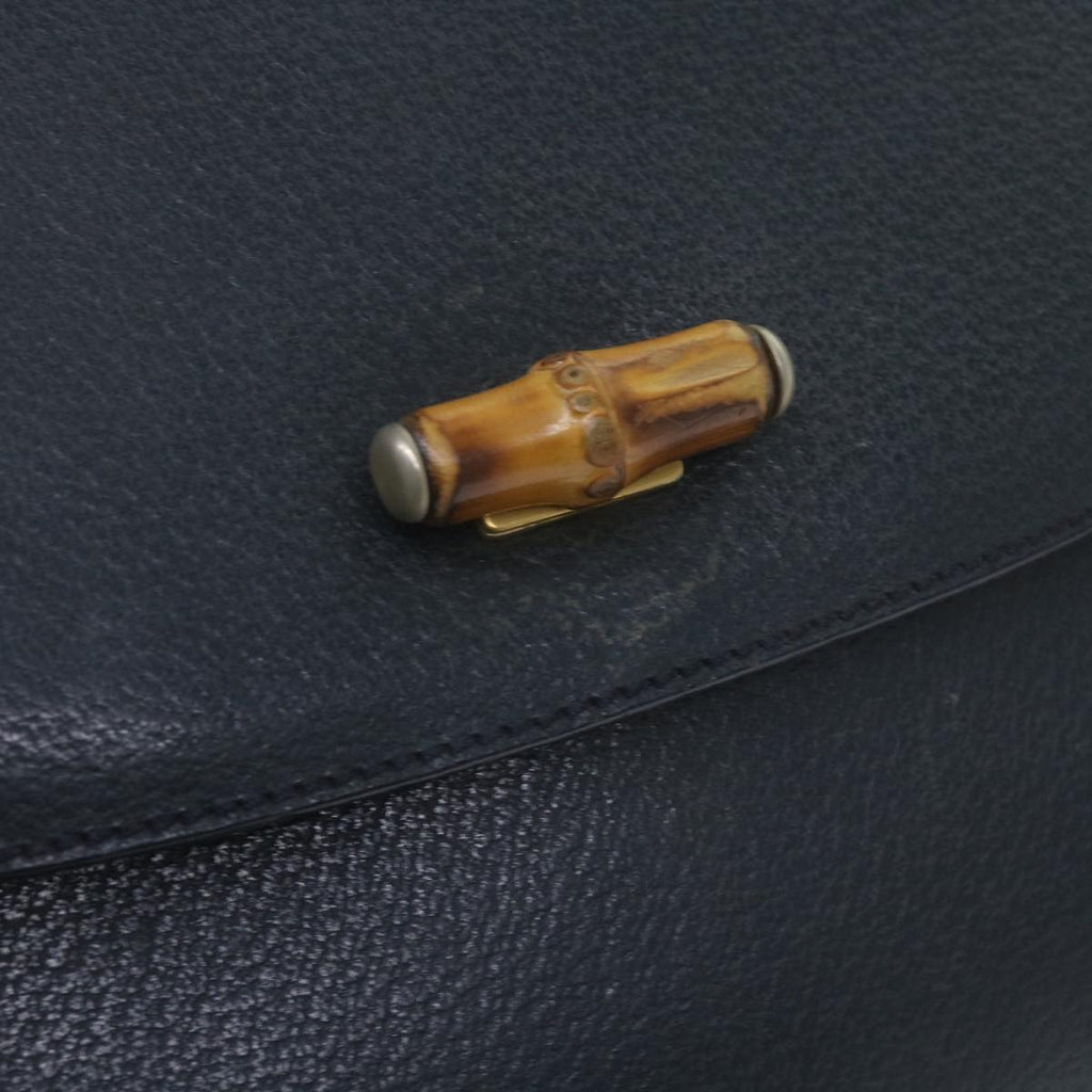 GUCCI Bamboo Hand Bag Leather Navy 60440