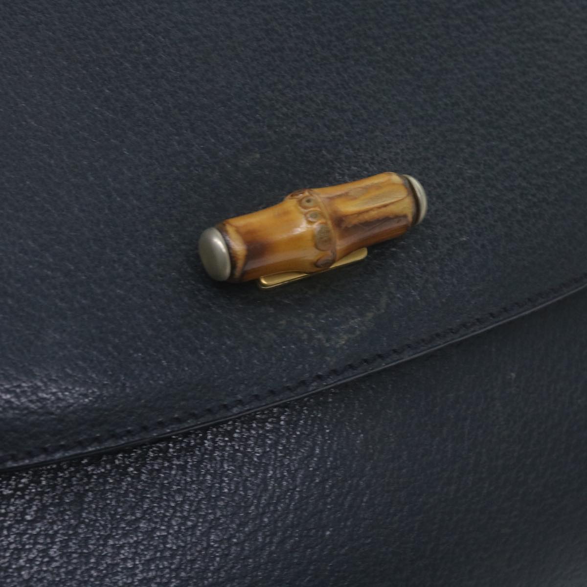 GUCCI Bamboo Hand Bag Leather Navy 60440