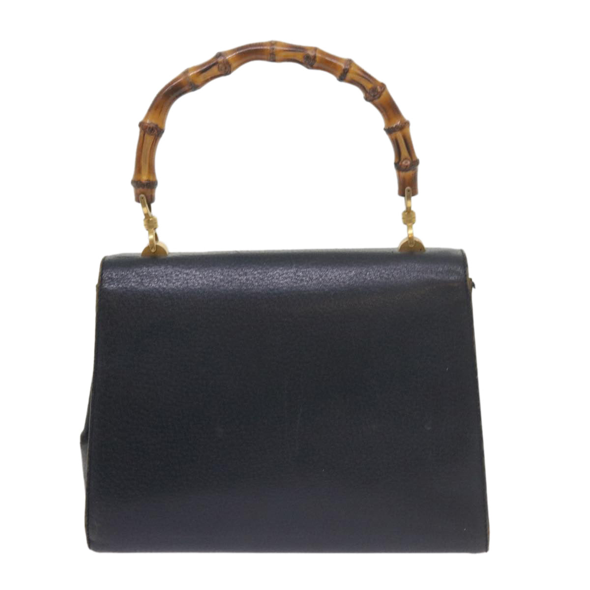 GUCCI Bamboo Hand Bag Leather Navy 60440
