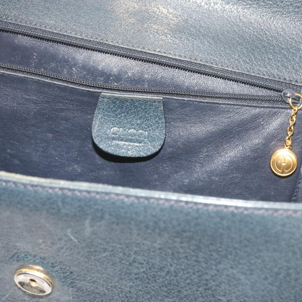 GUCCI Bamboo Hand Bag Leather Navy 60440