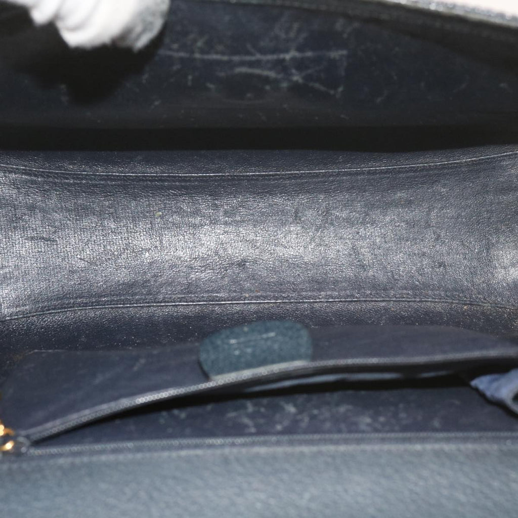 GUCCI Bamboo Hand Bag Leather Navy 60440