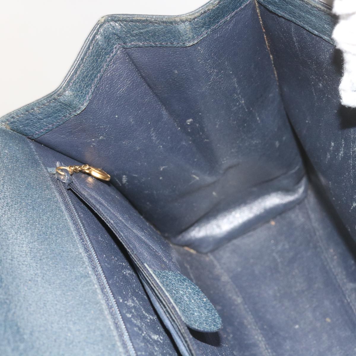 GUCCI Bamboo Hand Bag Leather Navy 60440
