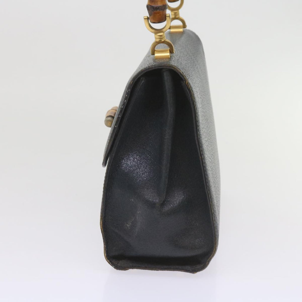 GUCCI Bamboo Hand Bag Leather Navy 60440