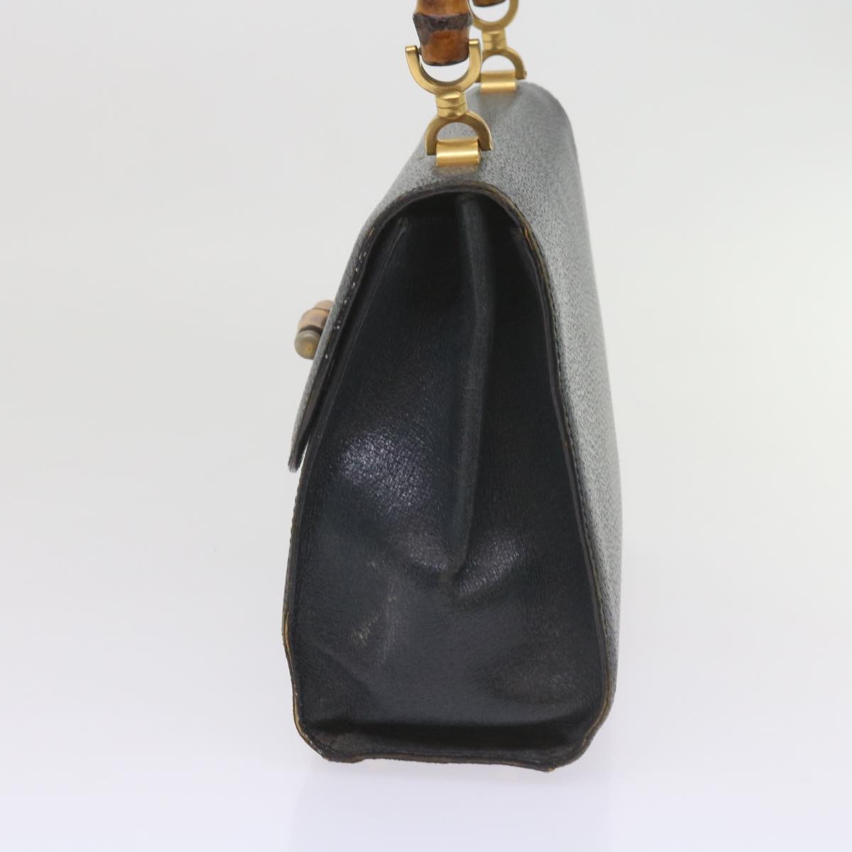 GUCCI Bamboo Hand Bag Leather Navy 60440