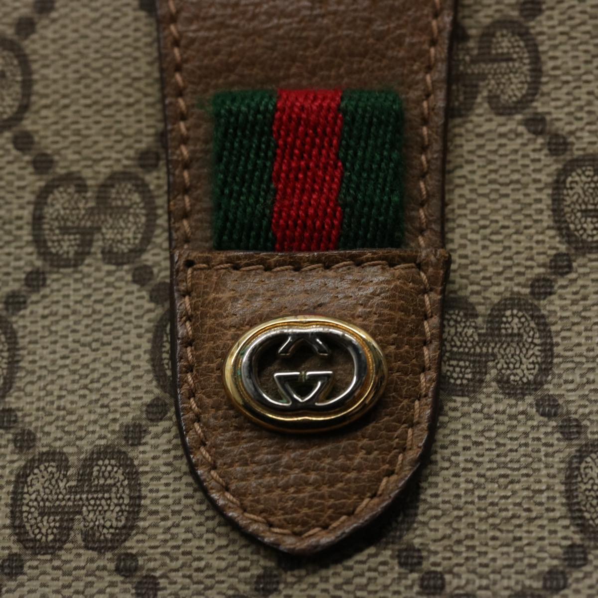 GUCCI GG Supreme Web Sherry Line Clutch Bag Beige Red Green 89 01 030 60457