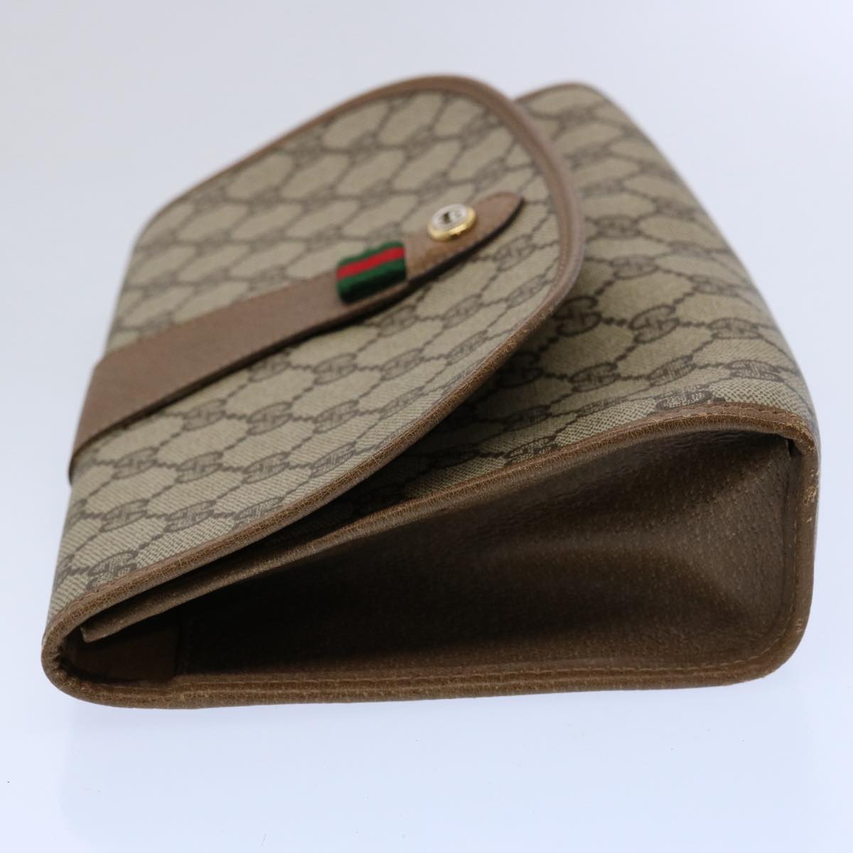 GUCCI GG Supreme Web Sherry Line Clutch Bag Beige Red Green 89 01 030 60457