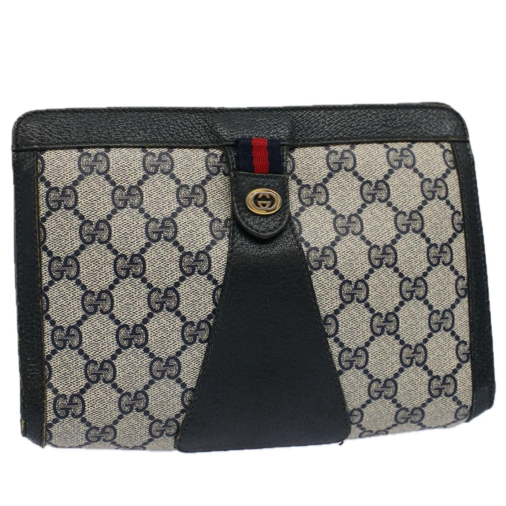 GUCCI GG Supreme Sherry Line Clutch Bag Red Navy 89 01 032 60473