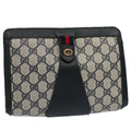 GUCCI GG Supreme Sherry Line Clutch Bag Red Navy 89 01 032 60473