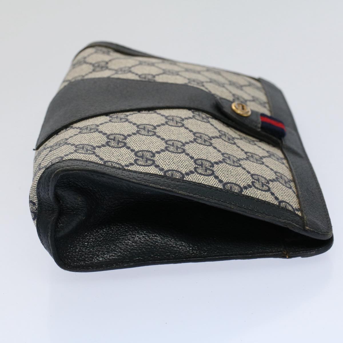 GUCCI GG Supreme Sherry Line Clutch Bag Red Navy 89 01 032 60473