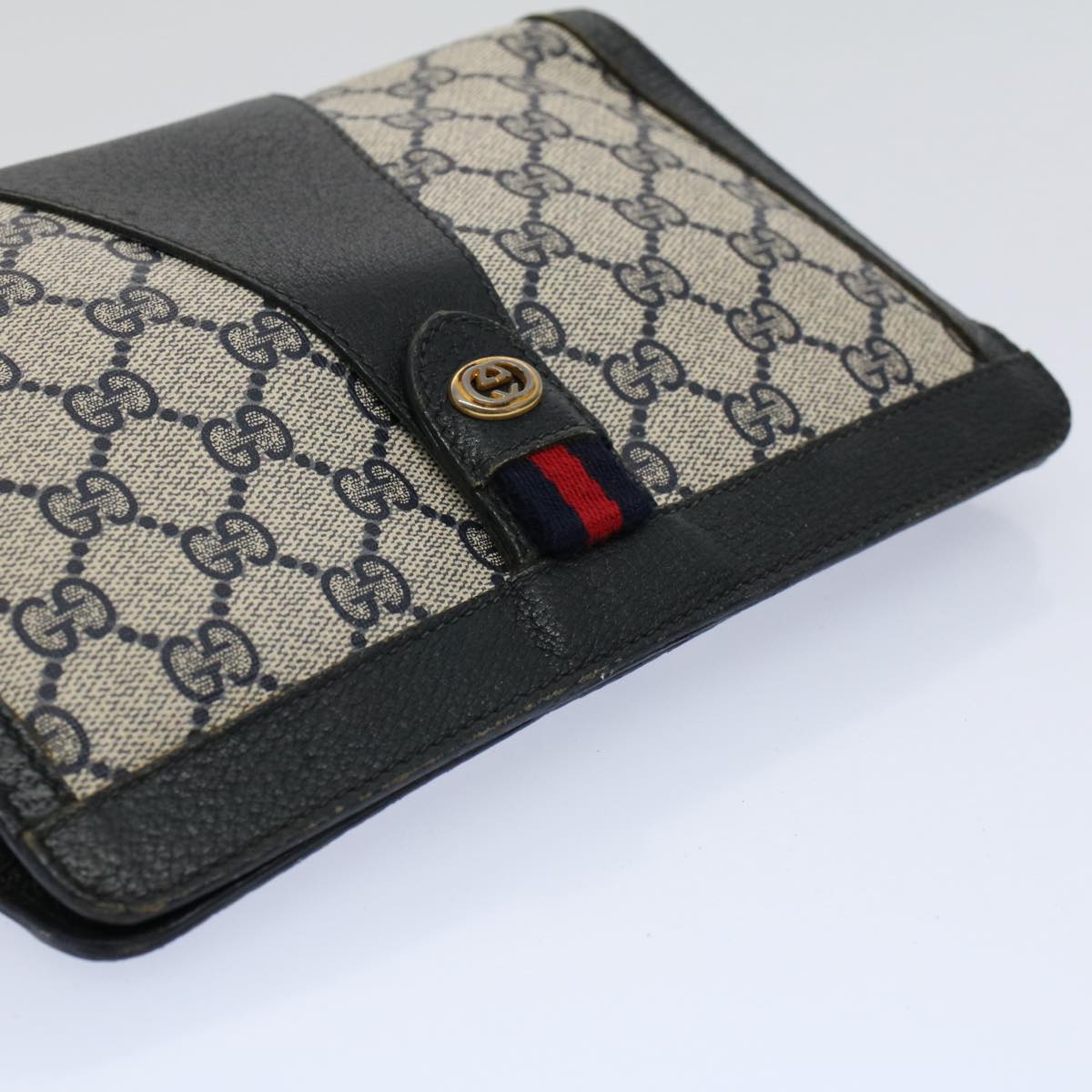 GUCCI GG Supreme Sherry Line Clutch Bag Red Navy 89 01 032 60473