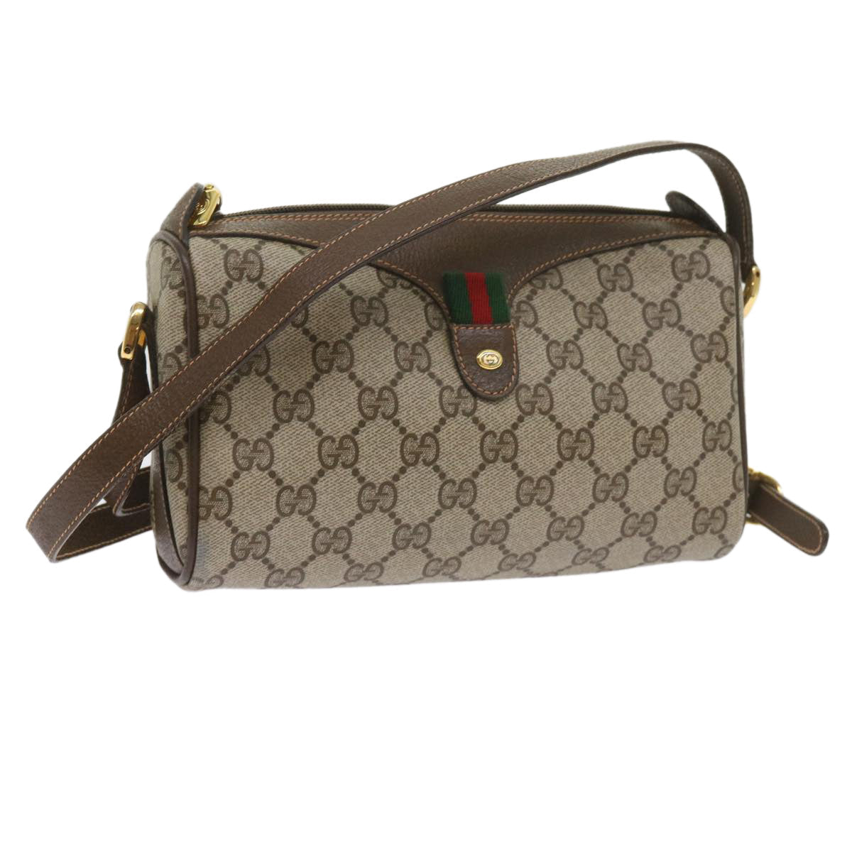 GUCCI GG Supreme Web Sherry Line Shoulder Bag Beige Red 89・02・018 60474