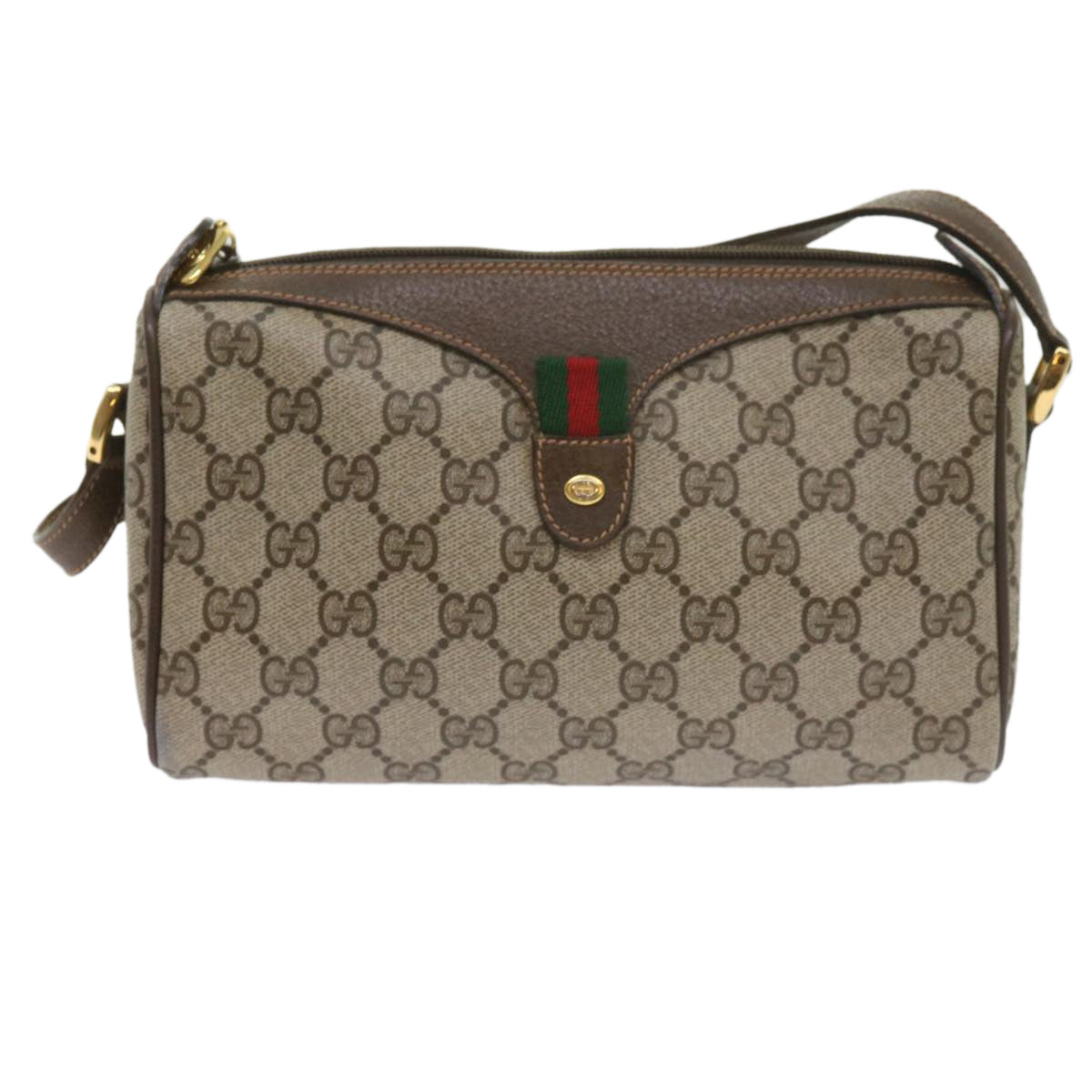 GUCCI GG Supreme Web Sherry Line Shoulder Bag Beige Red 89・02・018 60474