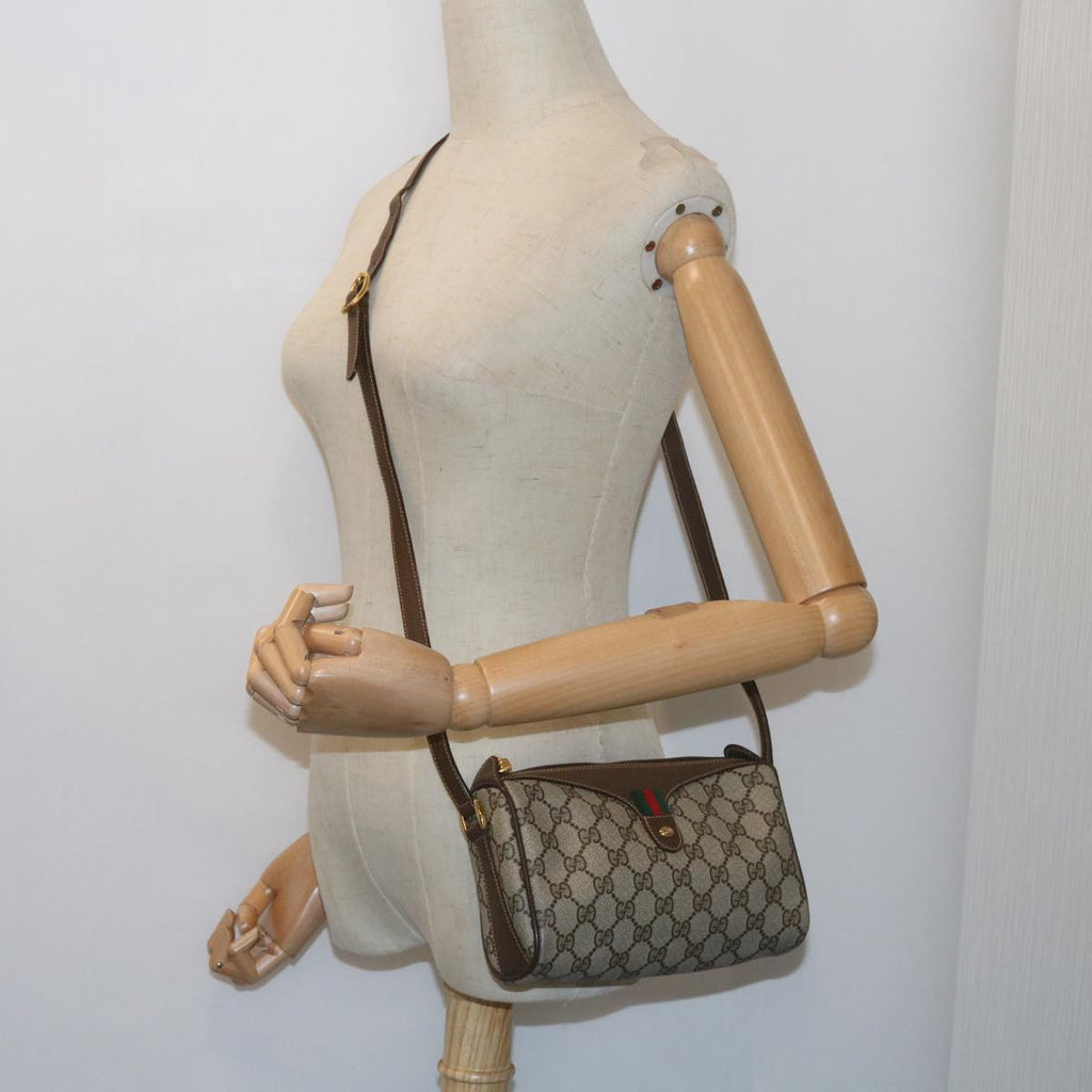 GUCCI GG Supreme Web Sherry Line Shoulder Bag Beige Red 89・02・018 60474