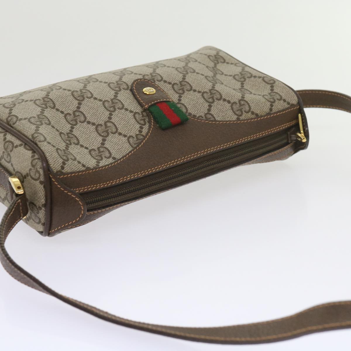 GUCCI GG Supreme Web Sherry Line Shoulder Bag Beige Red 89・02・018 60474