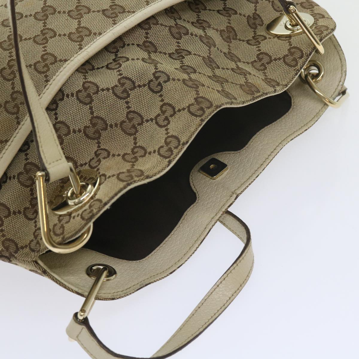 GUCCI GG Canvas Tote Bag Beige 121023 60518