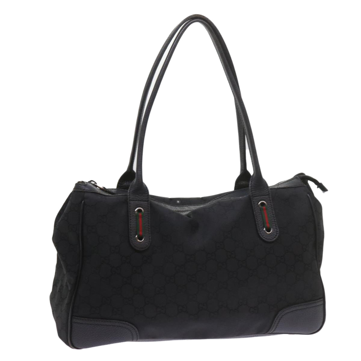 GUCCI GG Canvas Web Sherry Line Tote Bag Black Red Green 293599 60519