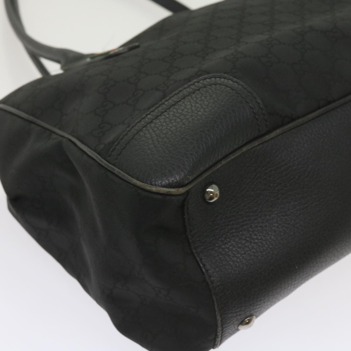 GUCCI GG Canvas Web Sherry Line Tote Bag Black Red Green 293599 60519