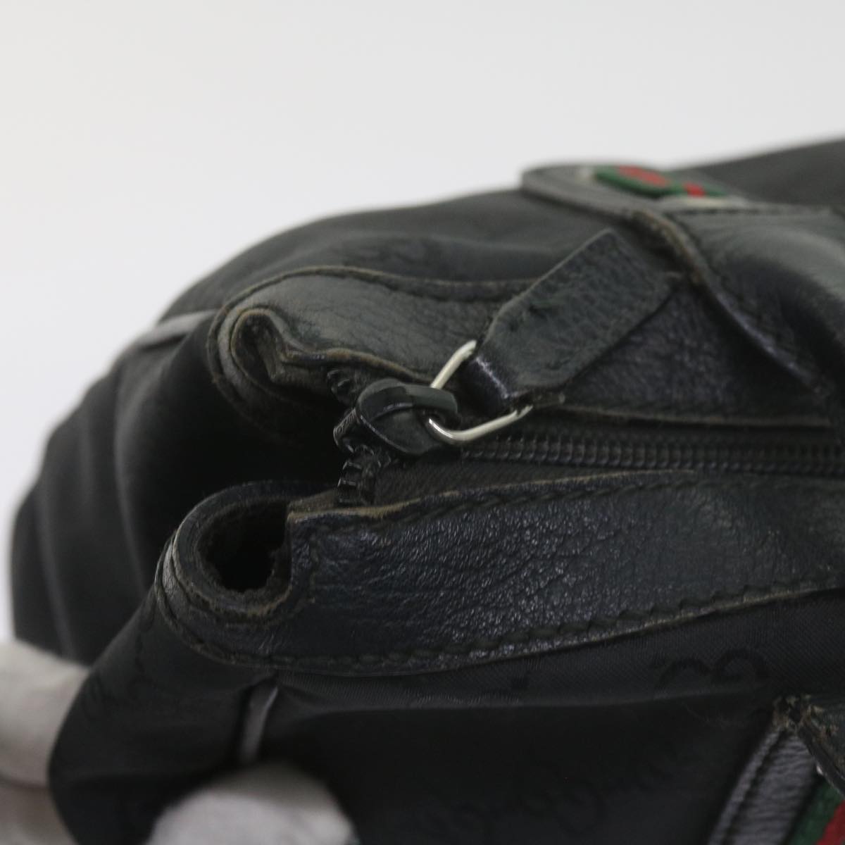 GUCCI GG Canvas Web Sherry Line Tote Bag Black Red Green 293599 60519