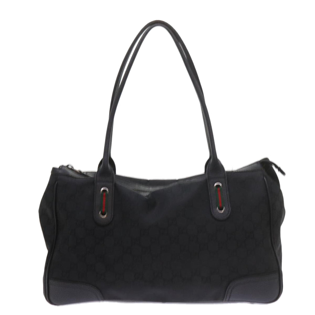GUCCI GG Canvas Web Sherry Line Tote Bag Black Red Green 293599 60519