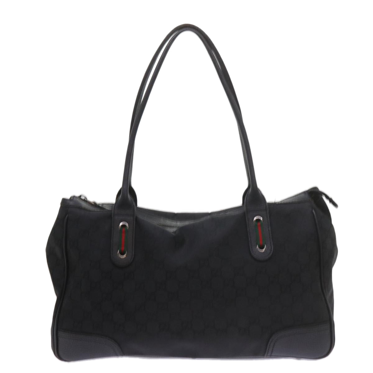 GUCCI GG Canvas Web Sherry Line Tote Bag Black Red Green 293599 60519