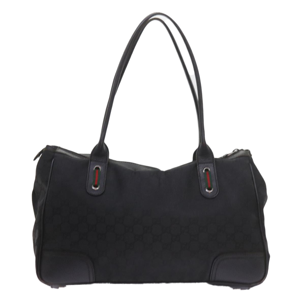GUCCI GG Canvas Web Sherry Line Tote Bag Black Red Green 293599 60519