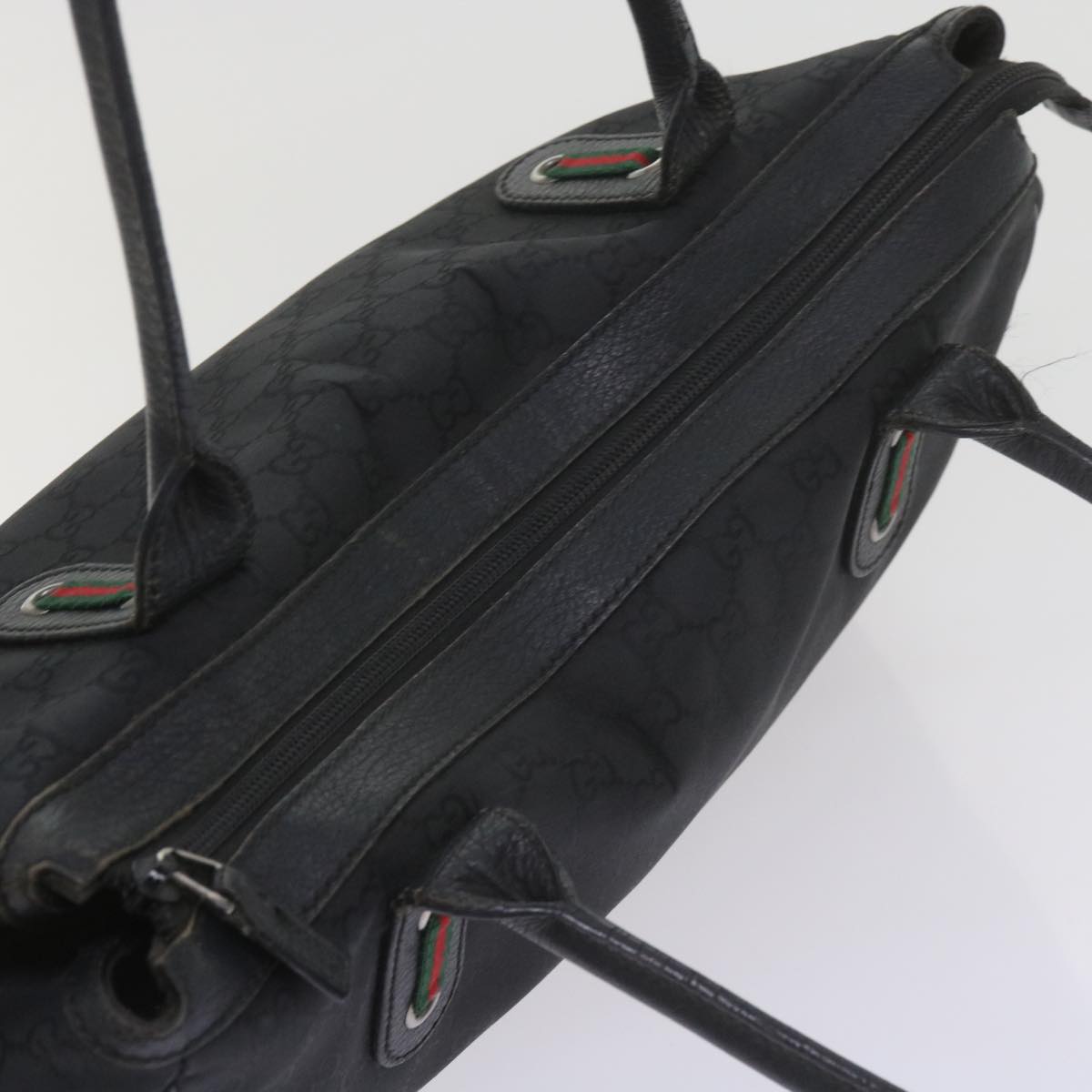 GUCCI GG Canvas Web Sherry Line Tote Bag Black Red Green 293599 60519
