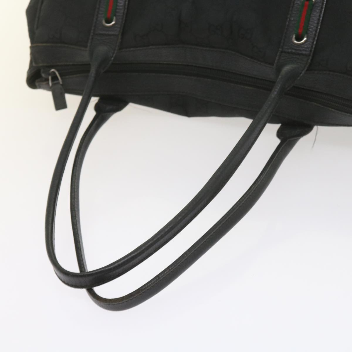 GUCCI GG Canvas Web Sherry Line Tote Bag Black Red Green 293599 60519