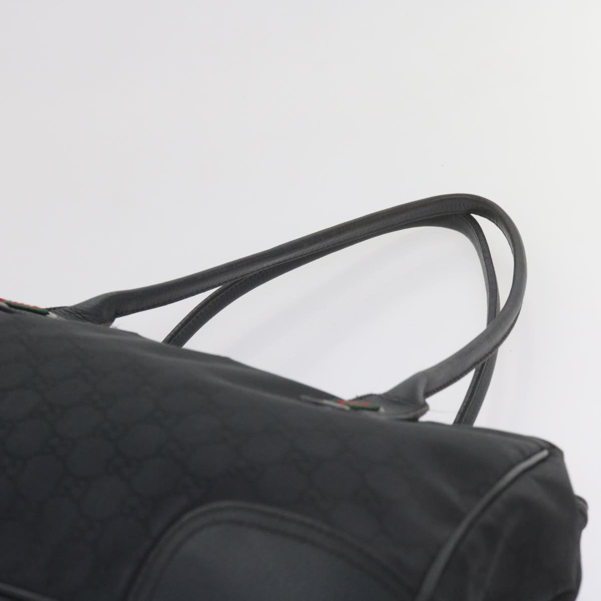 GUCCI GG Canvas Web Sherry Line Tote Bag Black Red Green 293599 60519