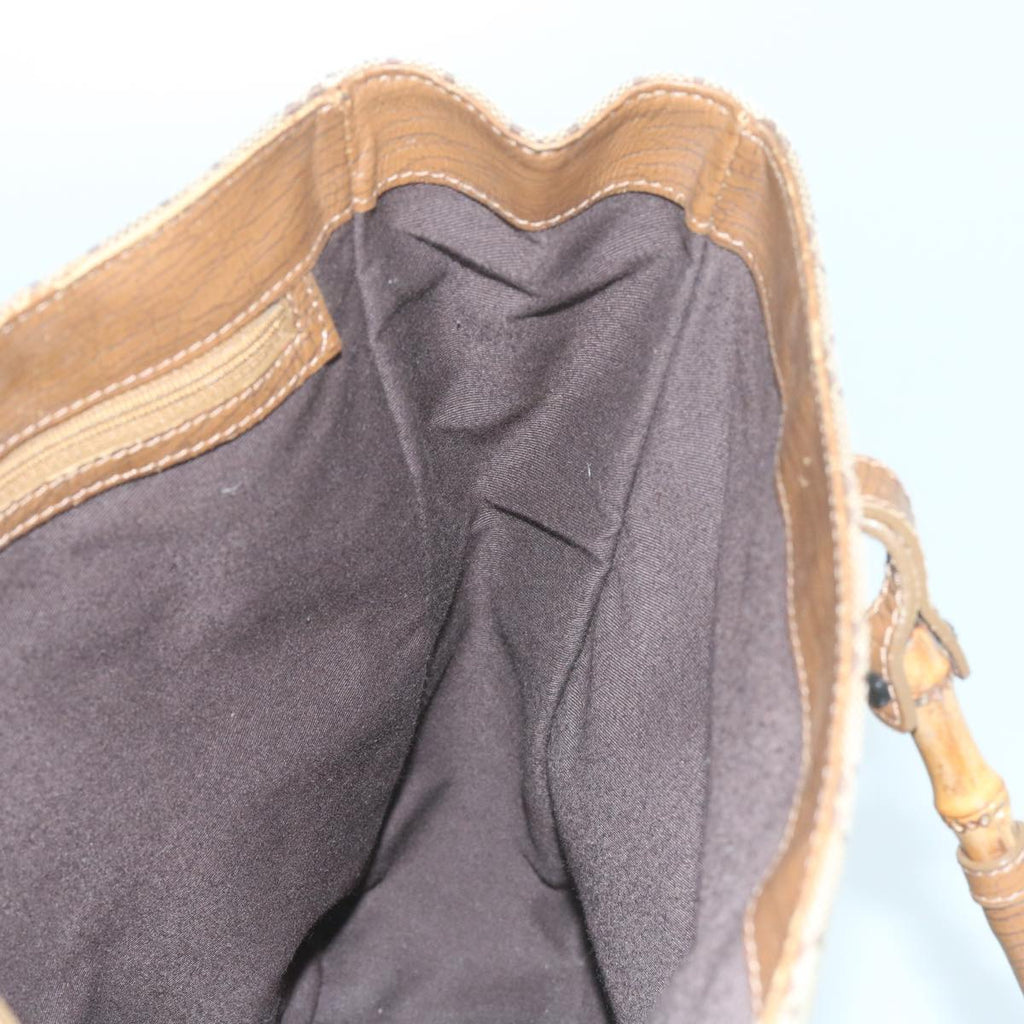 GUCCI GG Canvas Bamboo Tote Bag Beige 112530 60520