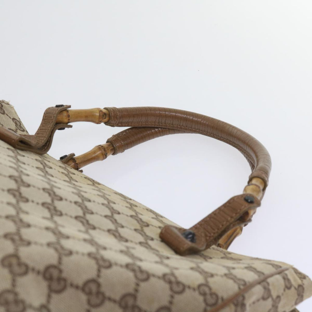 GUCCI GG Canvas Bamboo Tote Bag Beige 112530 60520