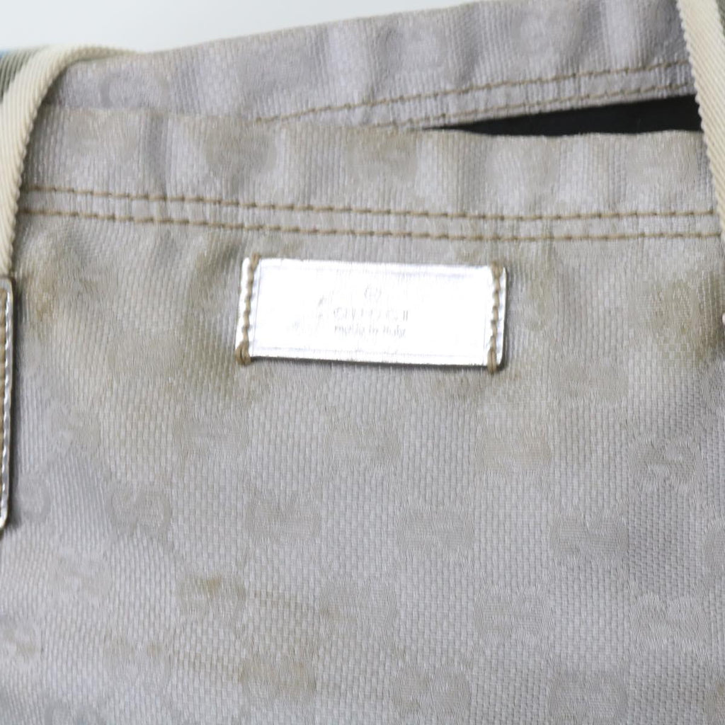 GUCCI GG Canvas Sherry Line Tote Bag Silver Blue Gray 189669 60525