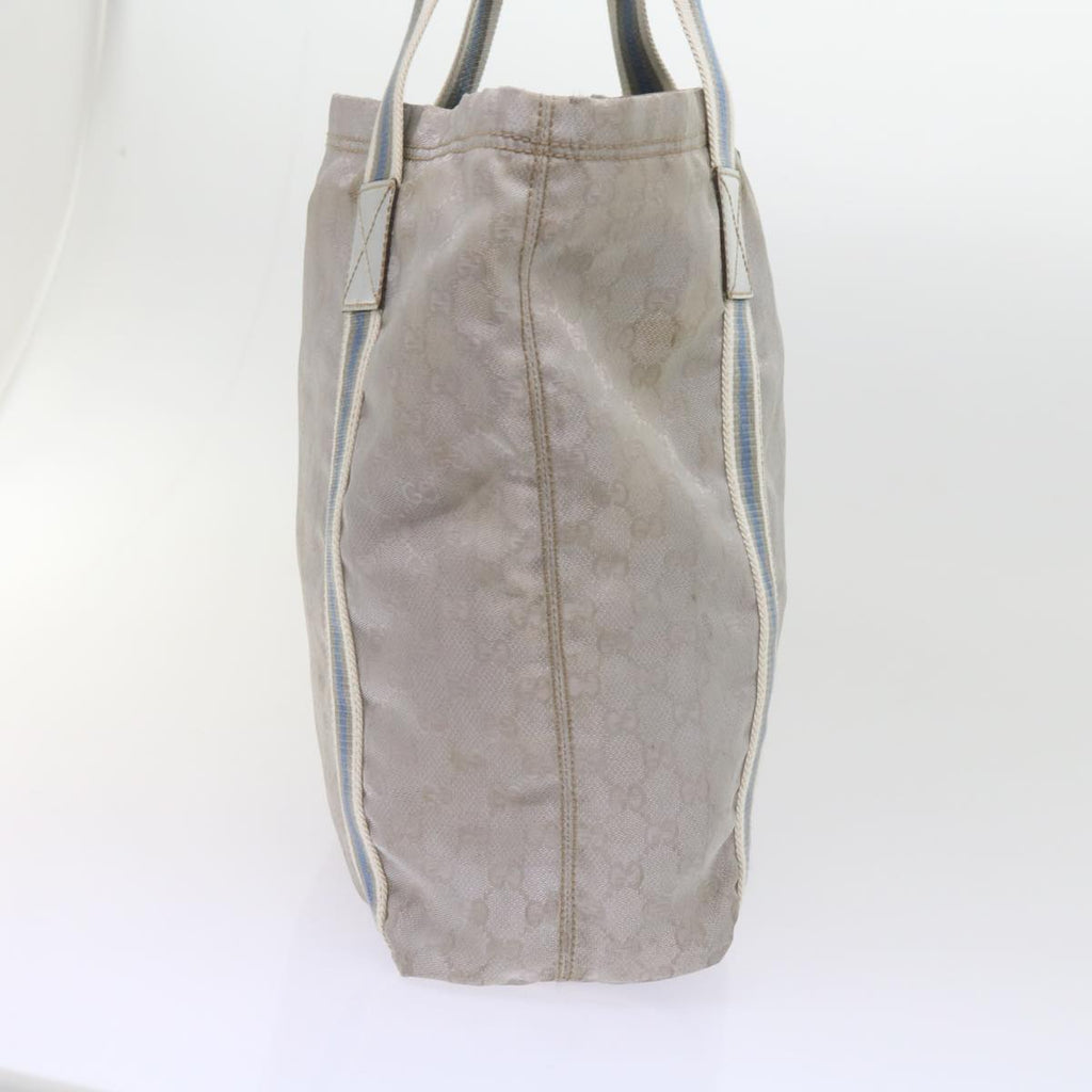 GUCCI GG Canvas Sherry Line Tote Bag Silver Blue Gray 189669 60525