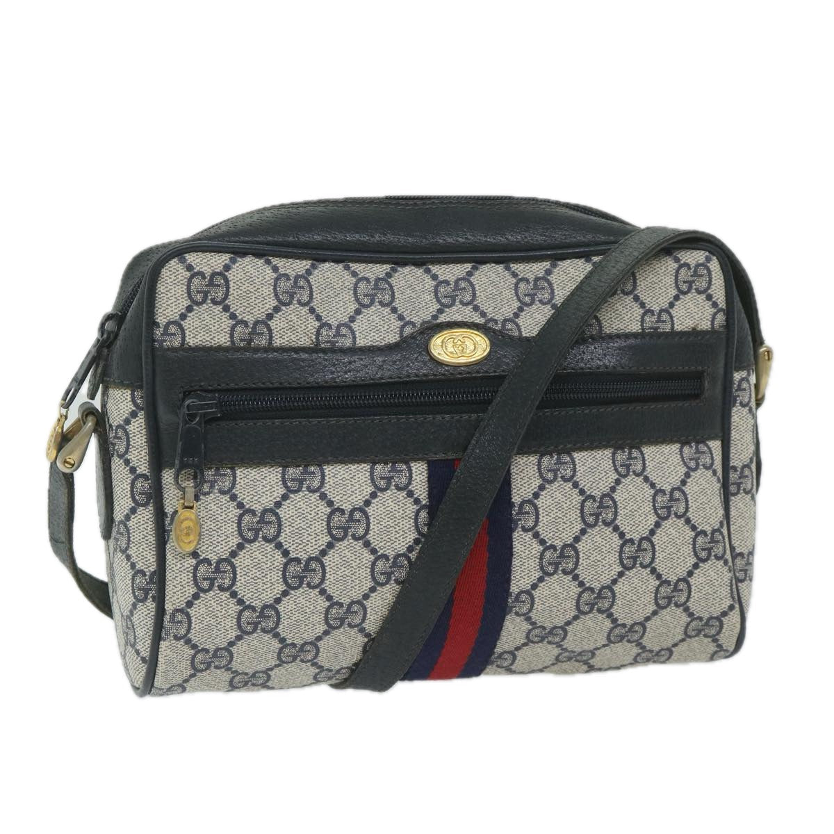 GUCCI GG Supreme Sherry Line Shoulder Bag Red Navy 904 02 004 60571