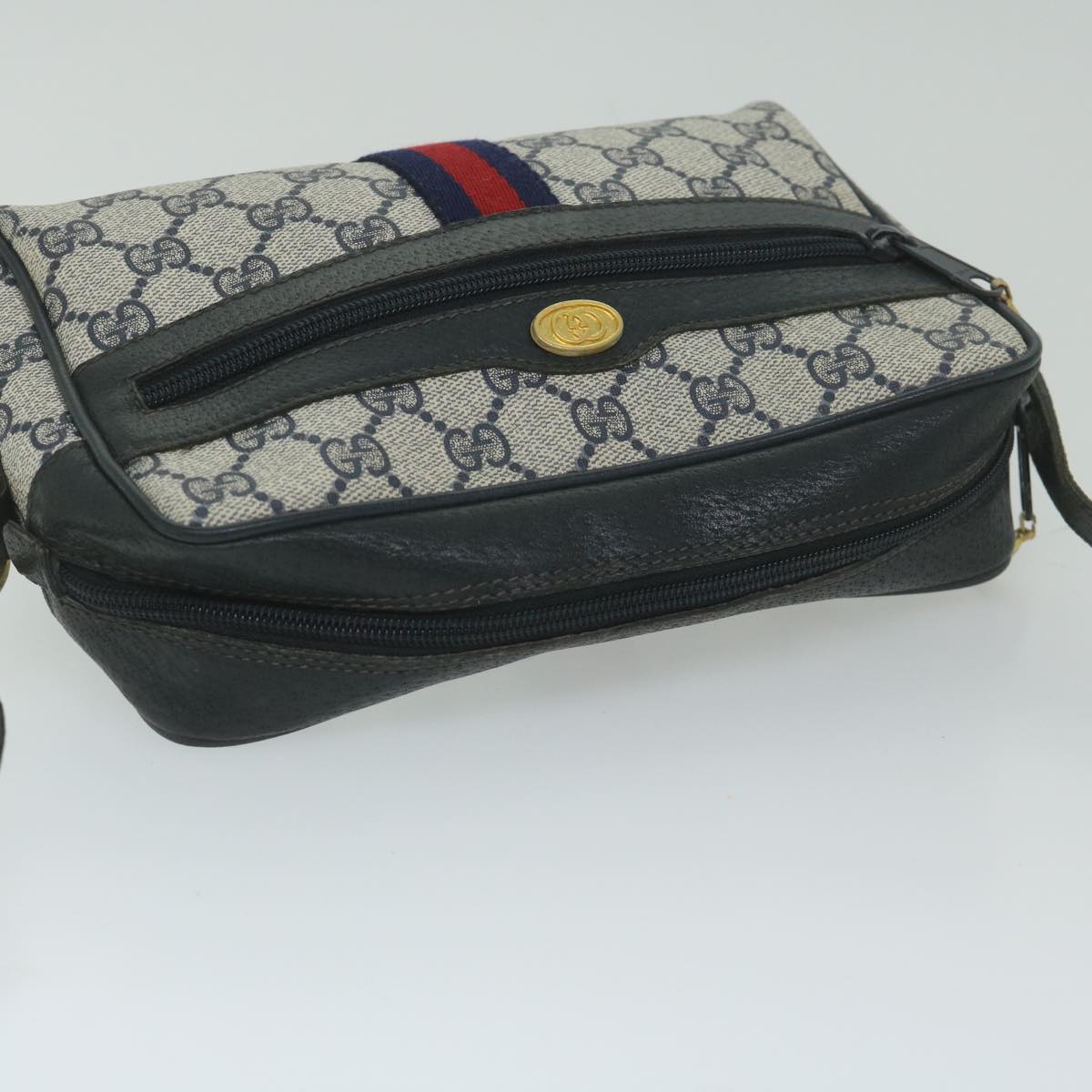 GUCCI GG Supreme Sherry Line Shoulder Bag Red Navy 904 02 004 60571