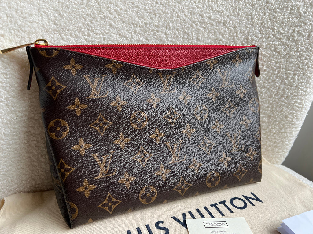 Louis Vuitton Red and Monogram Pallas Trousse Cosmetic Pouch